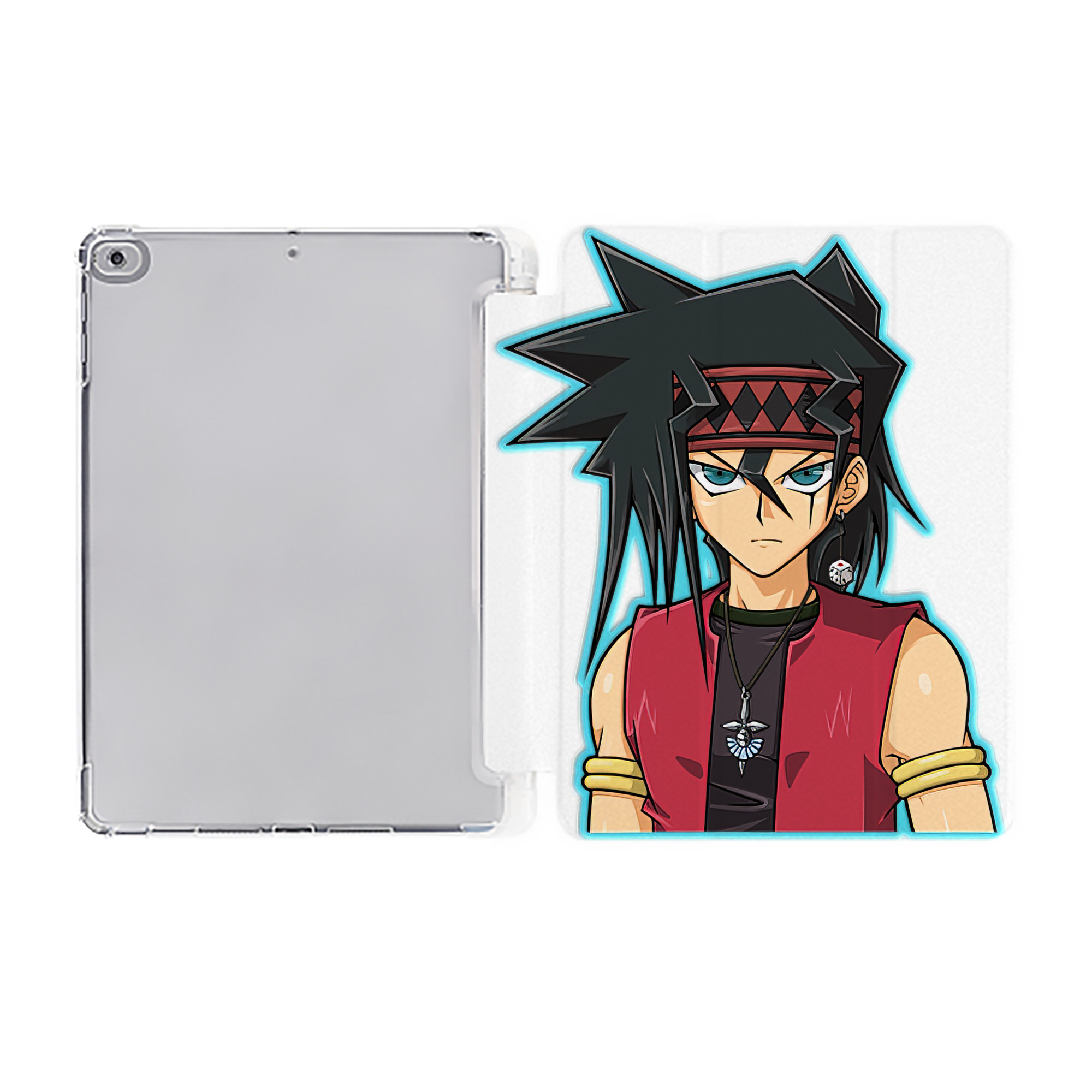 （画像用） 遊☆戯☆王 Yu-Gi-Oh! IPad ケース ペン収納付き 三つ折りスタンド PUレザー×シリコン 対応機種9.5/10.5/10.9インチ